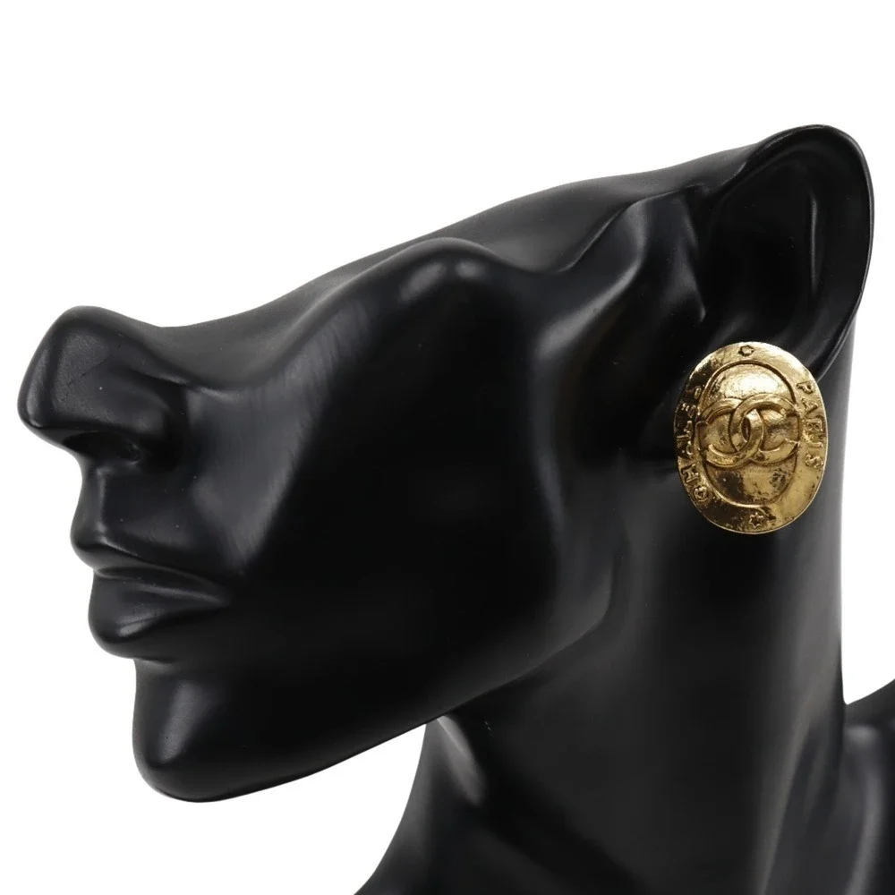 CHANEL Gold Logo Earrings